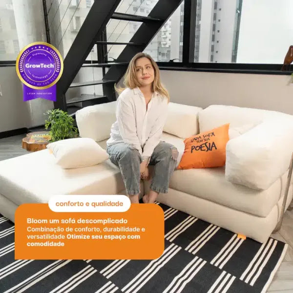 Sofá Cama Bloom Bouclé Linho (PROMOÇÃO)