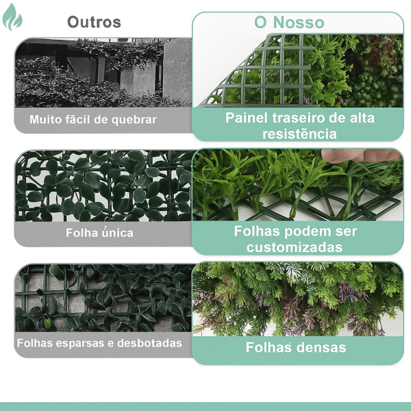 Painel Vegetação Artificial 3D Jardim Vertical 1x1m (PROMOÇÃO)