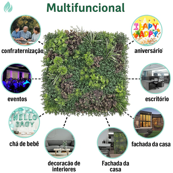 Painel Vegetação Artificial 3D Jardim Vertical 1x1m (PROMOÇÃO)