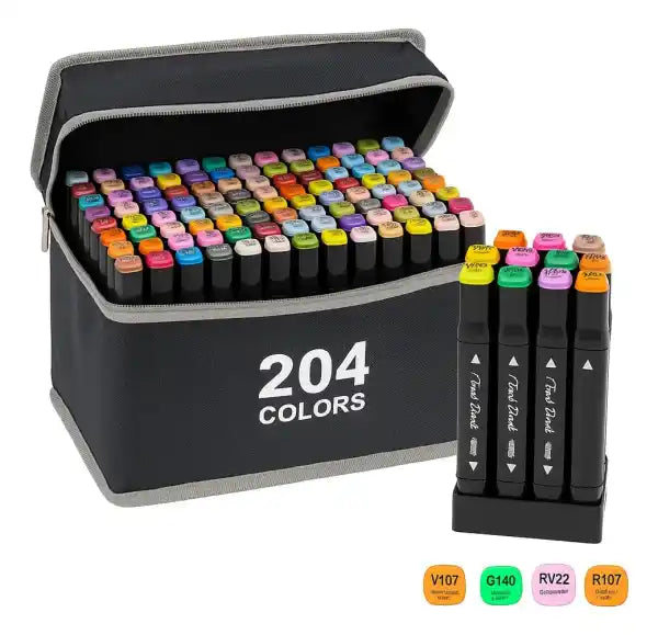 Canetas Marcadoras 204 Cores Ponta Dupla (PROMOÇÃO)