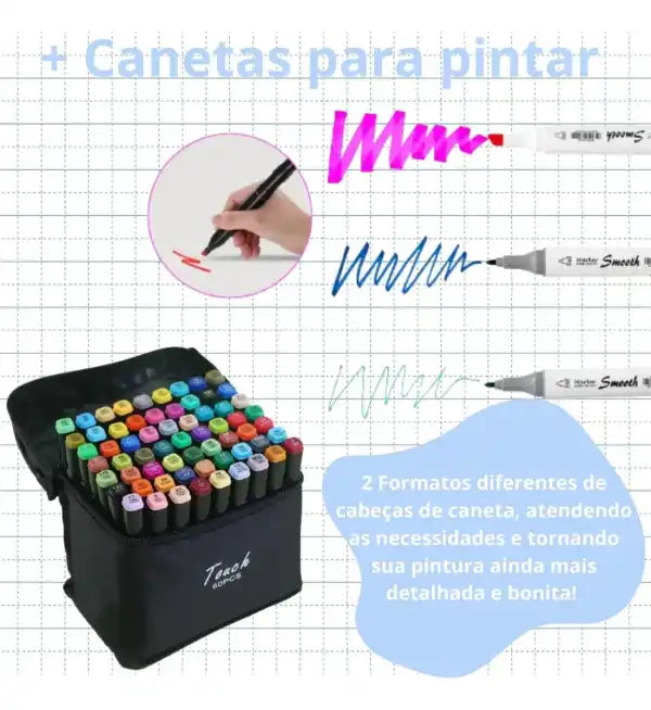 Livro Colorir Bobbie Goods + 60 Canetas Dupla Ponta (PROMOÇÃO)
