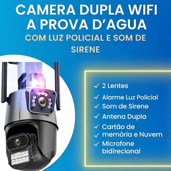 Câmera de Segurança 4K Lente Dupla com Sirene (PROMOÇÃO)