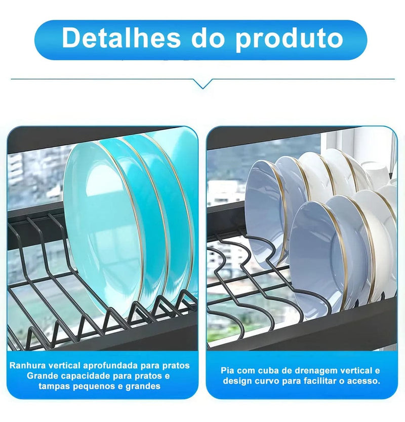 Escorredor de Louça Suspenso Mapaseg 65cm – Cor Preto (PROMOÇÃO)