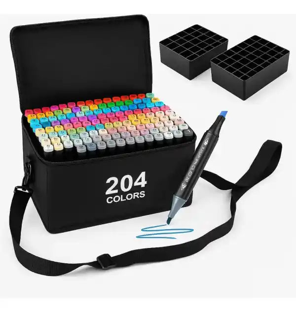 Canetas Marcadoras 204 Cores Ponta Dupla (PROMOÇÃO)