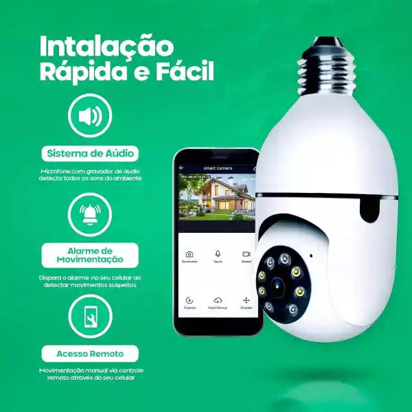 Câmera Lâmpada 360° Wi-Fi com App (PROMOÇÃO)