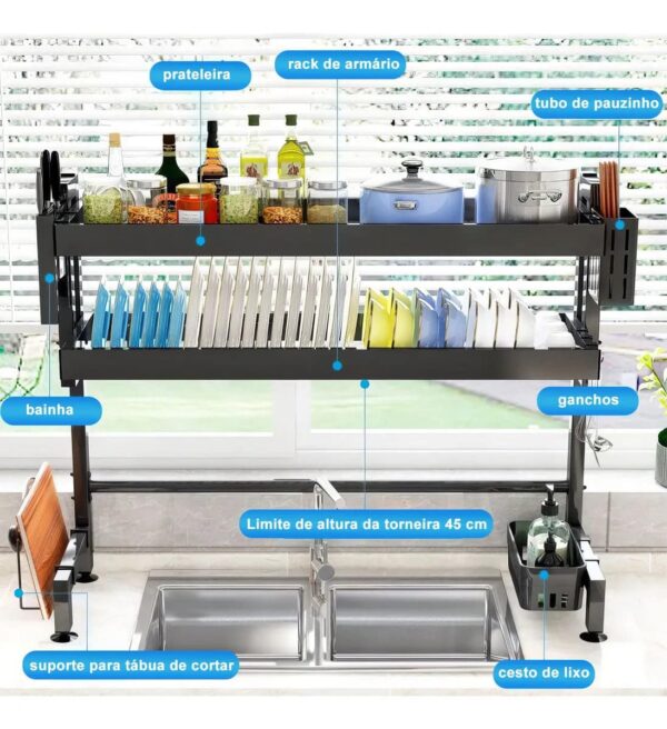 Escorredor de Louça Suspenso Mapaseg 65cm – Cor Preto (PROMOÇÃO)