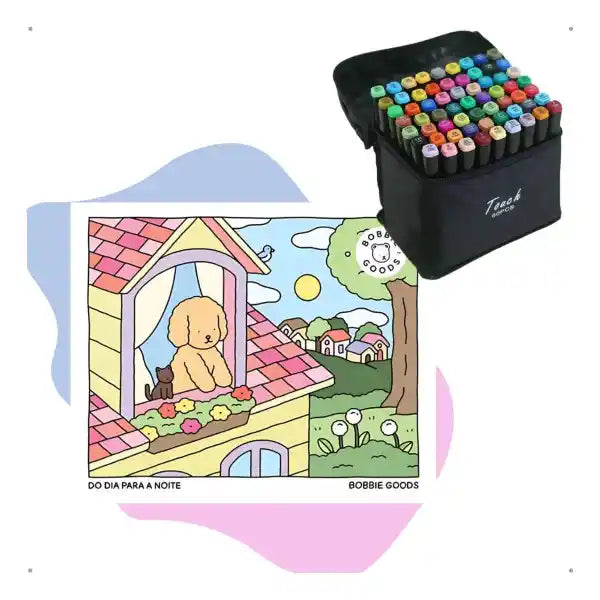 Livro Colorir Bobbie Goods + 60 Canetas Dupla Ponta (PROMOÇÃO)