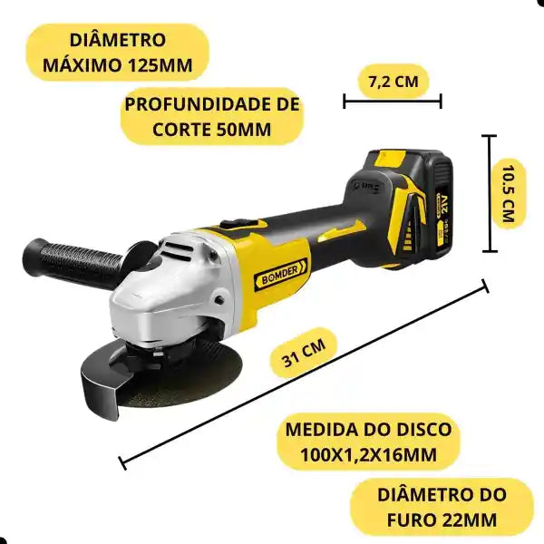 Lixadeira Angular Recarregável 21V com 2 Baterias (PROMOÇÃO)
