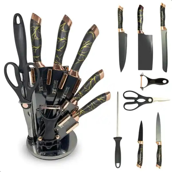 Jogo de Facas Gourmet 9 Peças Inox + Amolador (PROMOÇÃO)