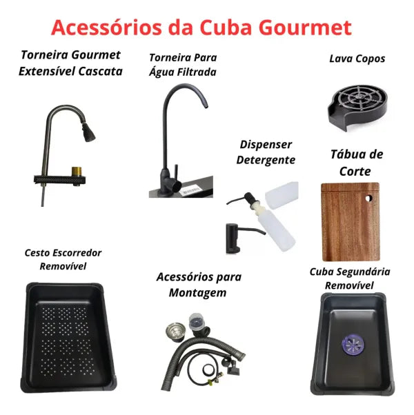 Cuba Gourmet Inox 75×45 com Torneira Cascata (PROMOÇÃO)