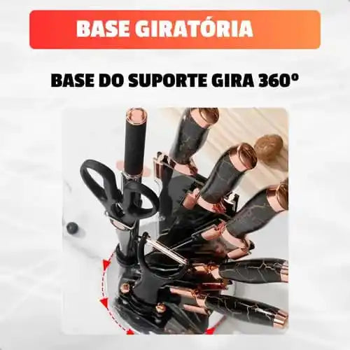 Jogo de Facas Gourmet 9 Peças Inox + Amolador (PROMOÇÃO)