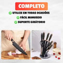 Jogo de Facas Gourmet 9 Peças Inox + Amolador (PROMOÇÃO)