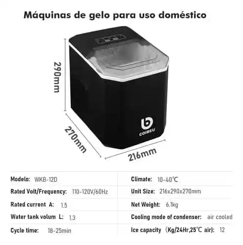 Máquina de Gelo 15kg Automática Profissional BIVOLT (PROMOÇÃO)