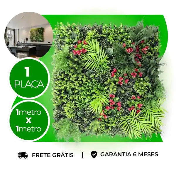 Painel Vegetação Artificial 3D Jardim Vertical 1x1m (PROMOÇÃO)