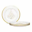Kit 4 Pratos Porcelanato com estampa Árvore de natal + detalhes Dourado – Serviço para 04 Pessoa