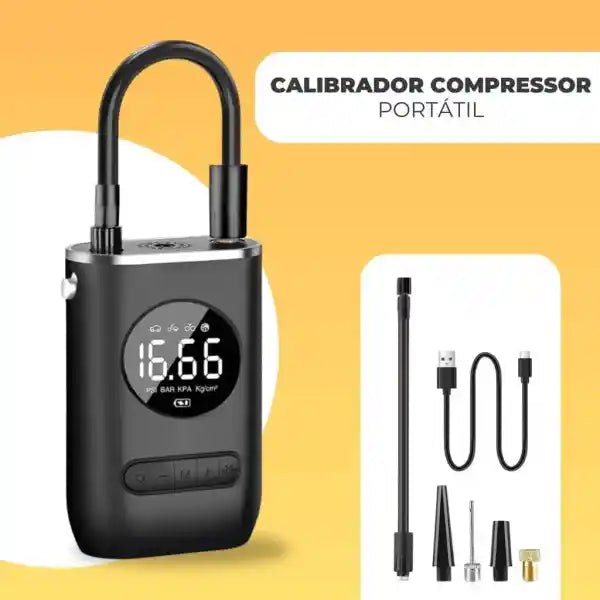 Mini Compressor Digital Portátil para Carros, Motos e Bicicletas (PROMOÇÃO)