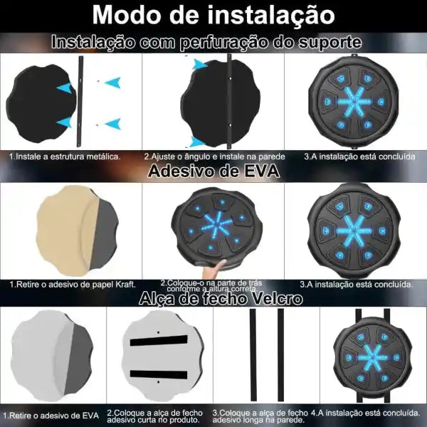 Máquina de Boxe Musical Bluetooth Recarregável com Cabo (PROMOÇÃO)