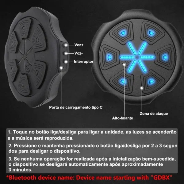 Máquina de Boxe Musical Bluetooth Recarregável com Cabo (PROMOÇÃO)
